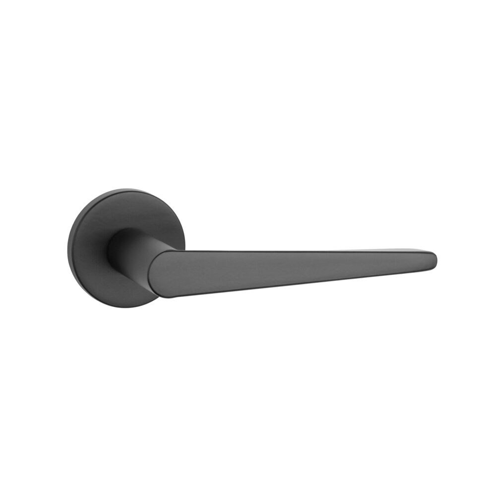 Klamka Aprile Arnica na rozecie okrągłej R Slim 7 mm, czarny matowy