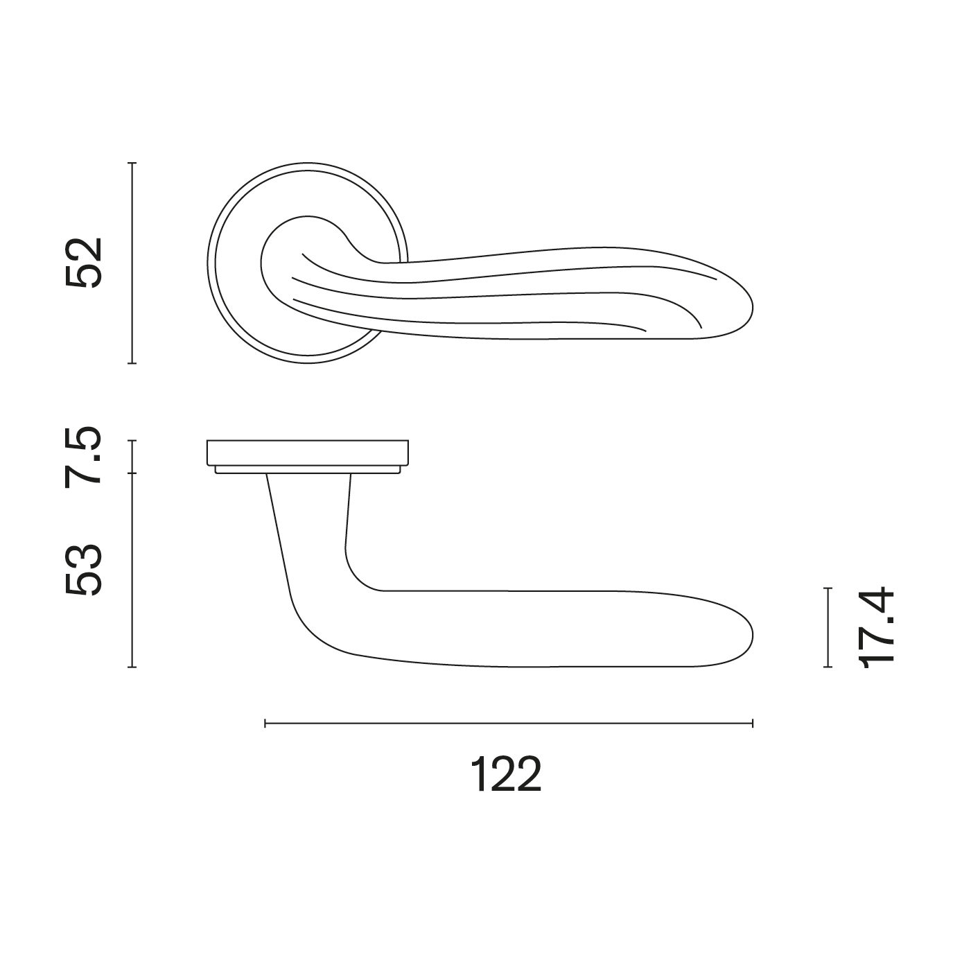 Klamka Aprile Catalpa na rozecie okrągłej Round Grooved RG 7 mm, złoty polerowany
