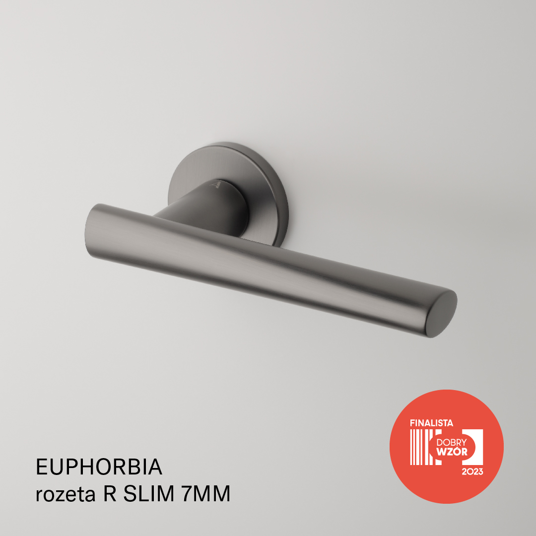 Klamka Aprile Euphorbia na rozecie okrągłej R Slim 7 mm, grafit