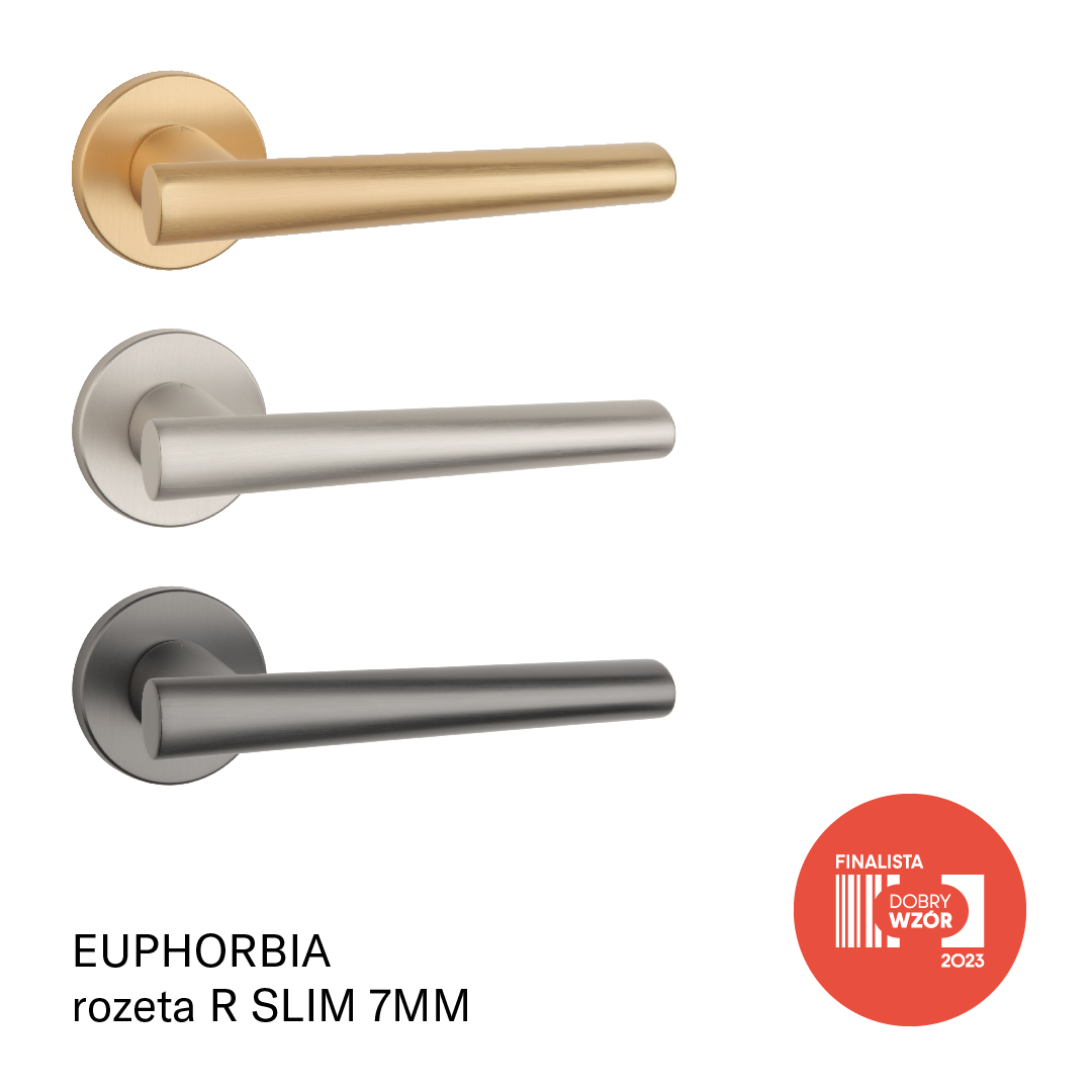 Klamka Aprile Euphorbia na rozecie okrągłej R Slim 7 mm, grafit
