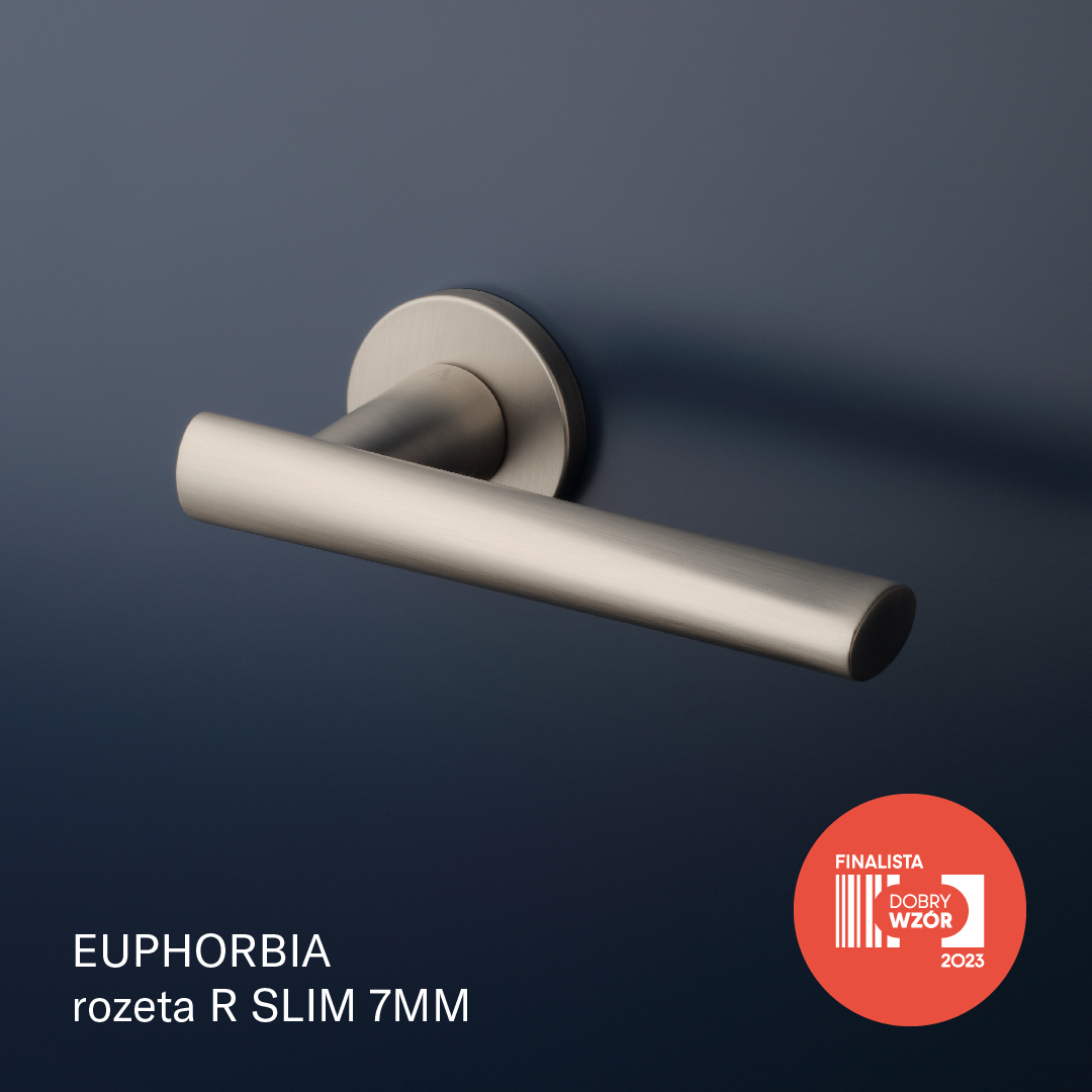 Klamka Aprile Euphorbia na rozecie okrągłej R Slim 7 mm, nikiel