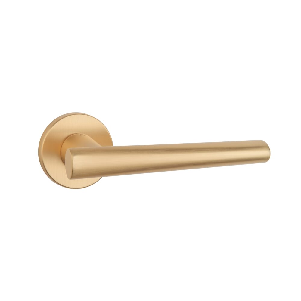 Klamka Aprile Euphorbia na rozecie okrągłej R Slim 7 mm, złoty matowy