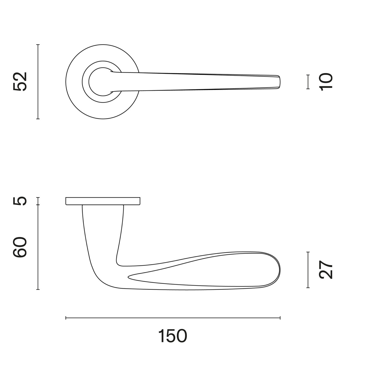 Klamka Aprile Hiacynta na rozecie okrągłej R Super Slim 5 mm, chrom polerowany
