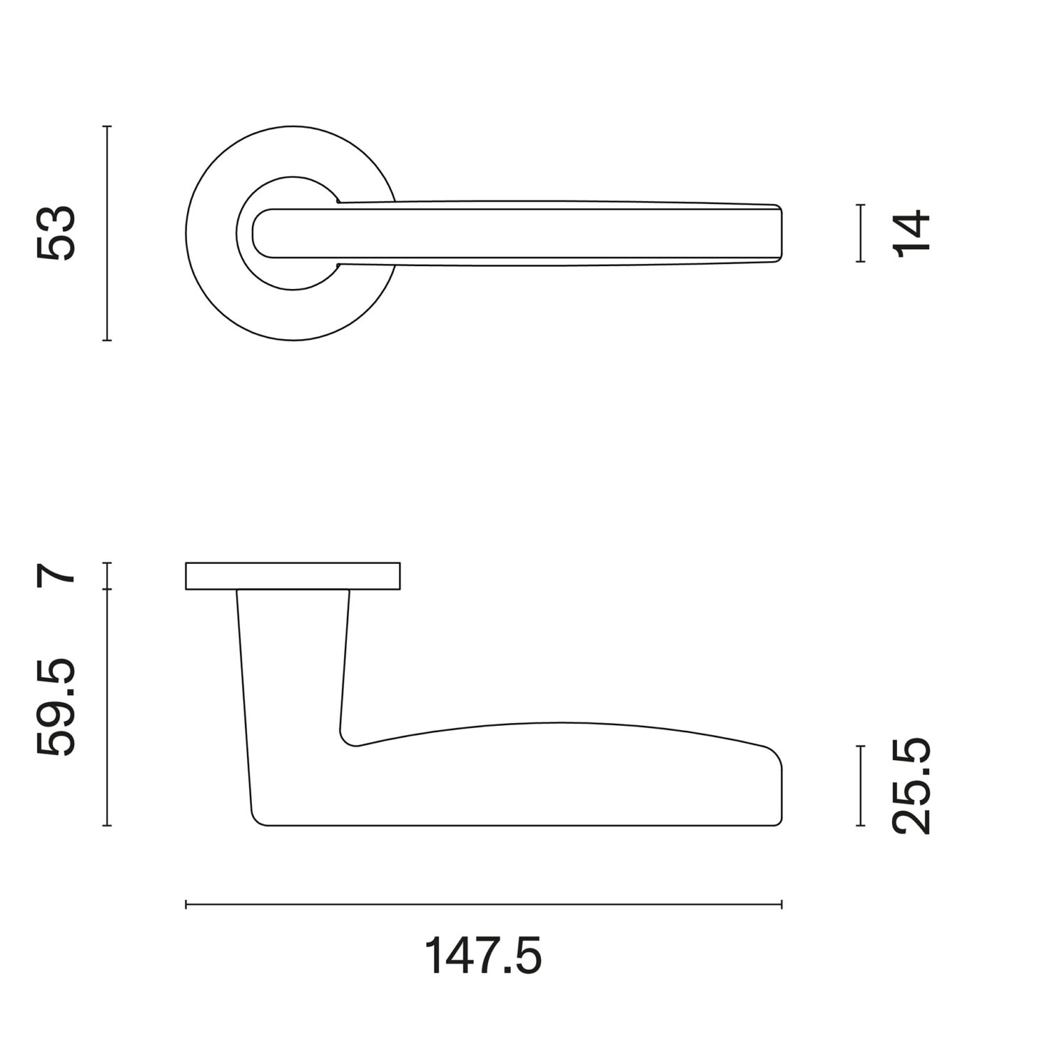 Klamka Aprile Luna na rozecie okrągłej R Slim 7 mm, chrom polerowany