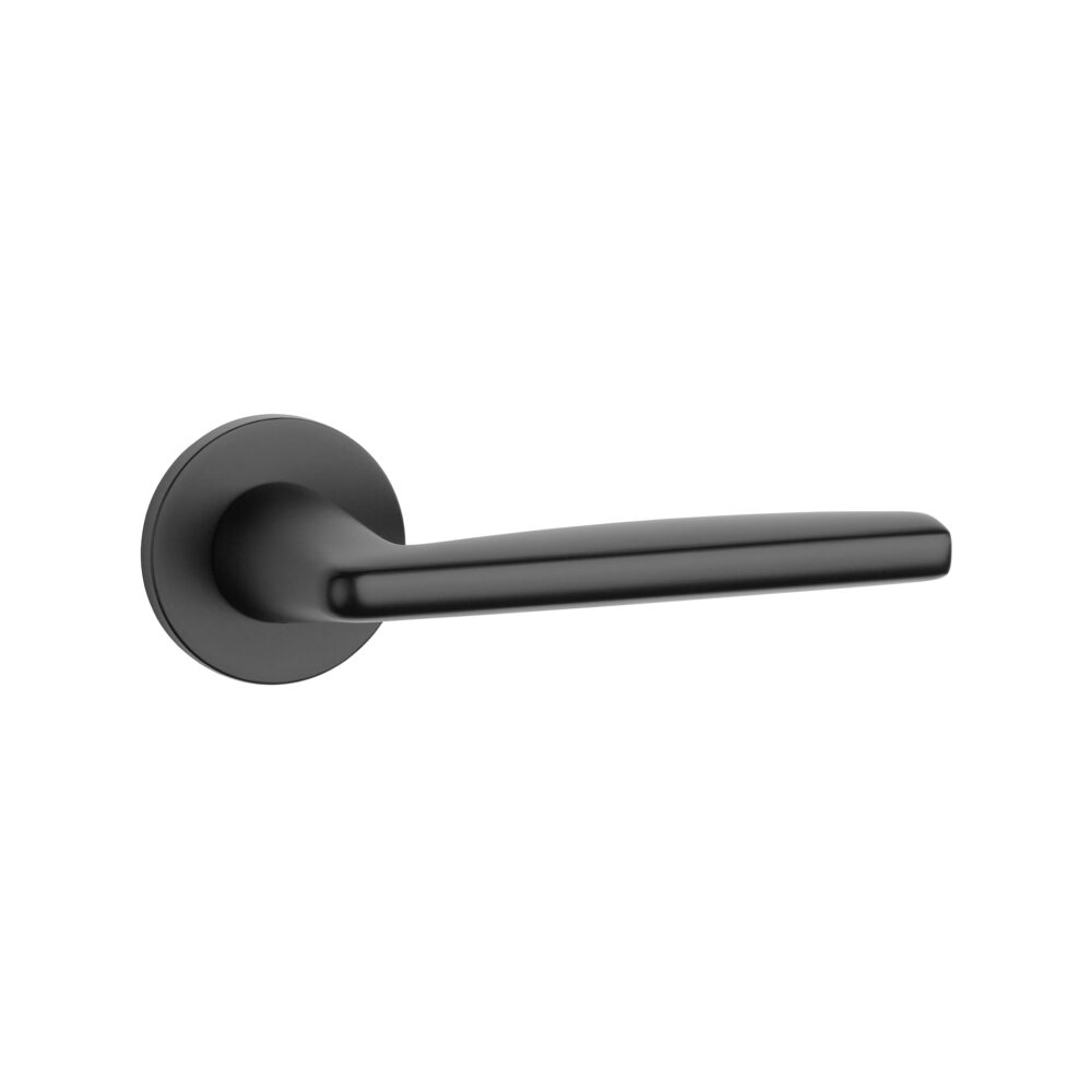 Klamka Aprile Luna na rozecie okrągłej R Slim 7 mm, czarny matowy