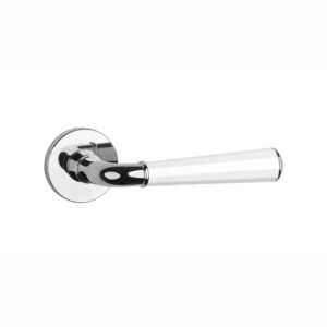 Klamka Aprile Marigold na rozecie okrągłej R Slim 7 mm, chrom polerowany / biały matowy