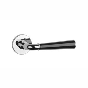Klamka Aprile Marigold na rozecie okrągłej R Slim 7 mm, chrom polerowany / czarny matowy