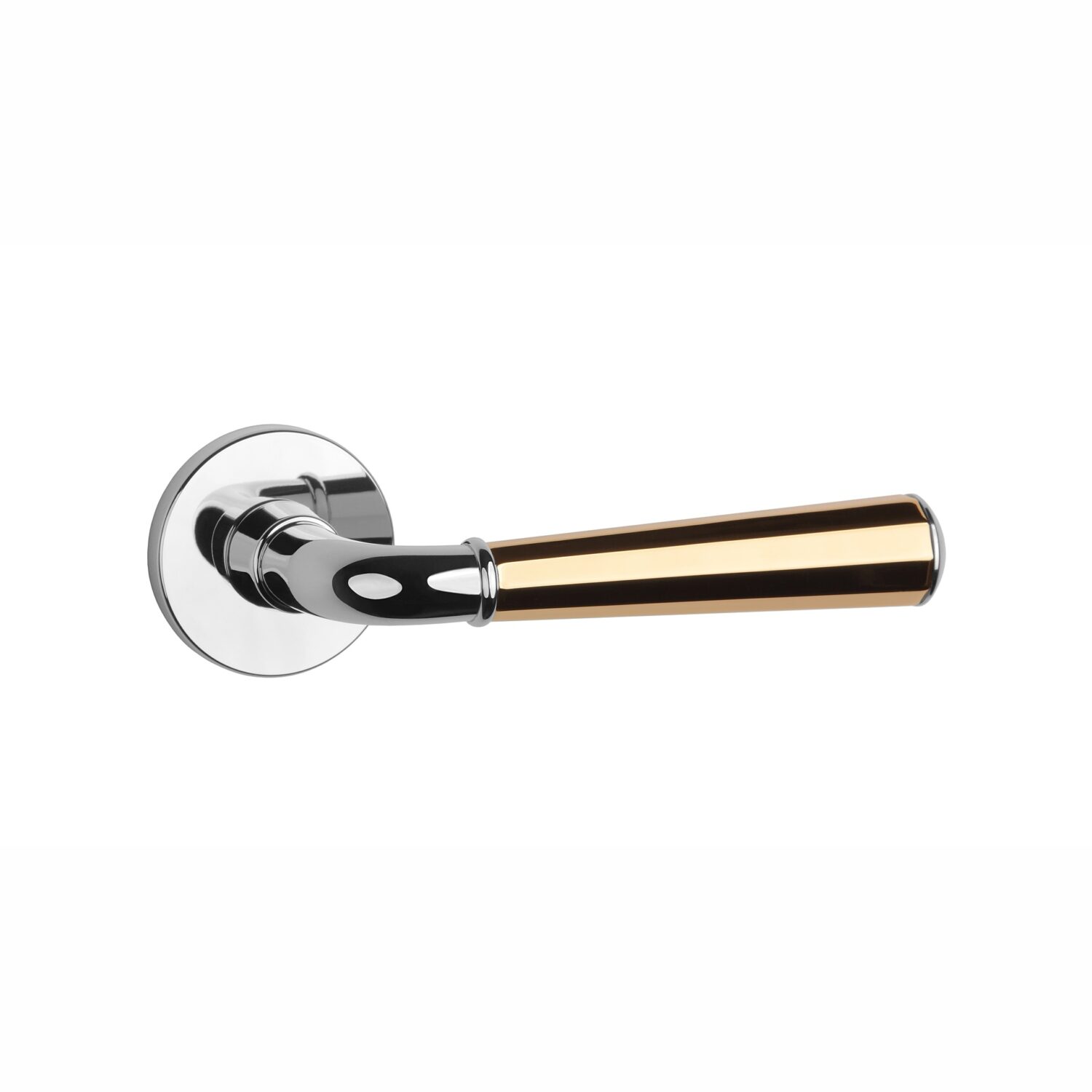 Klamka Aprile Marigold na rozecie okrągłej R Slim 7 mm, chrom polerowany / złoty polerowany