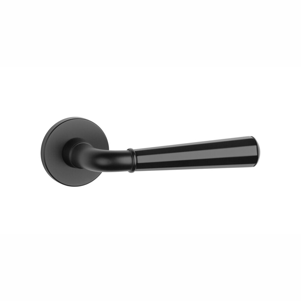 Klamka Aprile Marigold na rozecie okrągłej R Slim 7 mm, czarny matowy