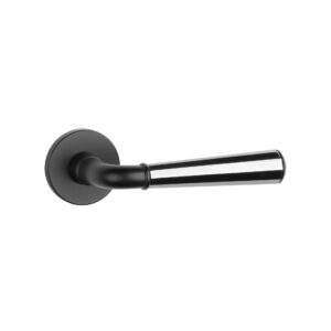 Klamka Aprile Marigold na rozecie okrągłej R Slim 7 mm, czarny matowy / chrom polerowany