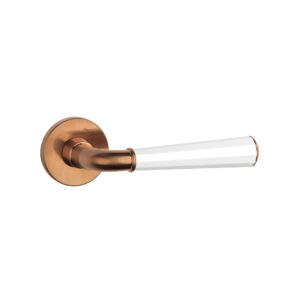 Klamka Aprile Marigold na rozecie okrągłej R Slim 7 mm, miedziany pvd / biały matowy