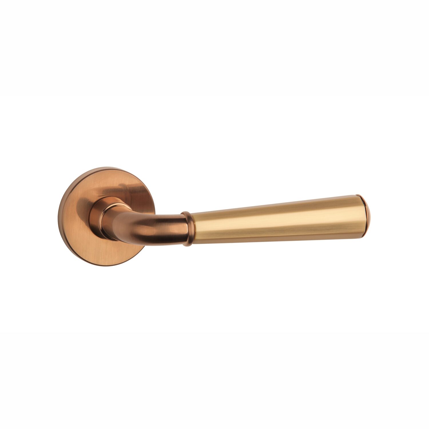 Klamka Aprile Marigold na rozecie okrągłej R Slim 7 mm, miedziany pvd / złoty matowy