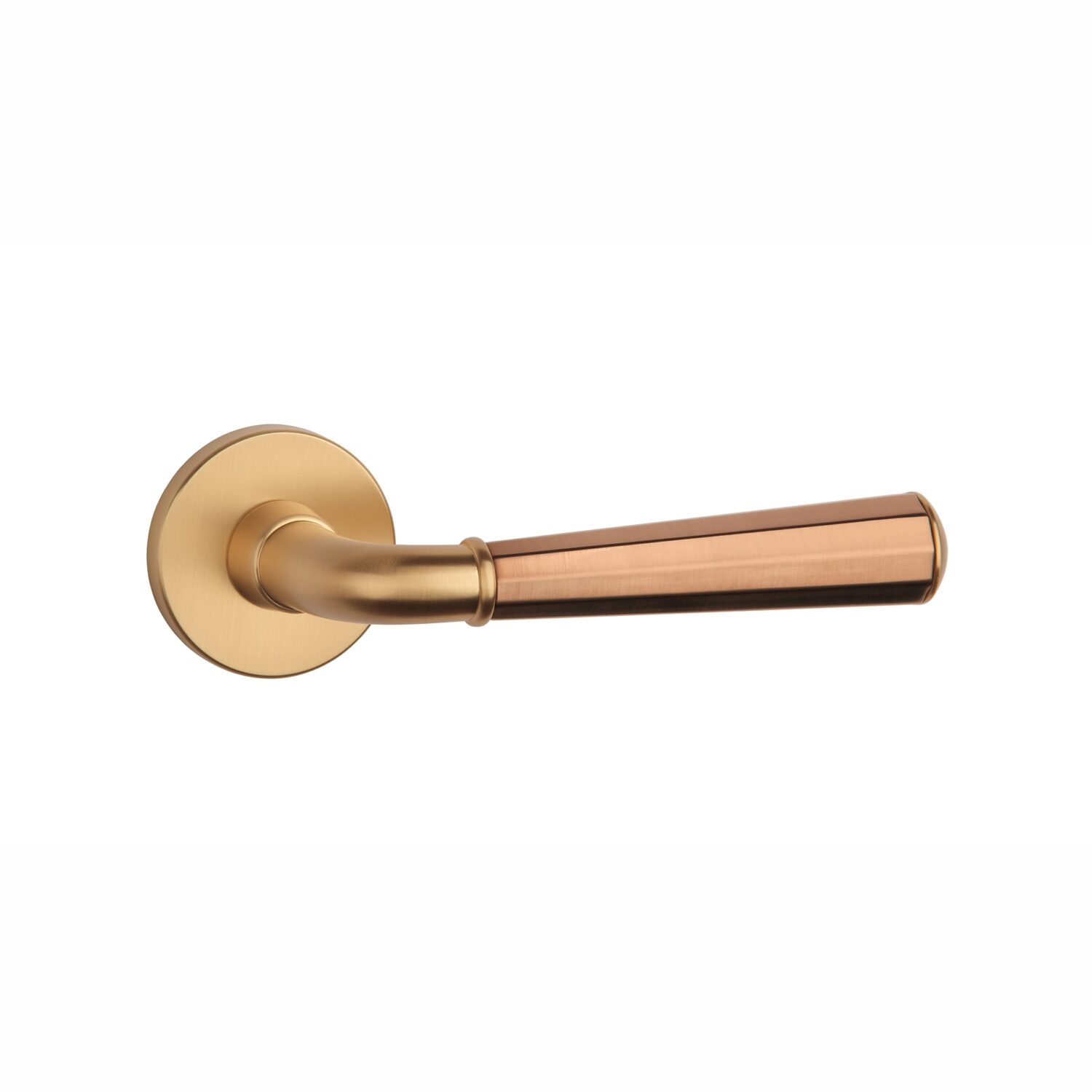Klamka Aprile Marigold na rozecie okrągłej R Slim 7 mm, złoty matowy / miedziany pvd