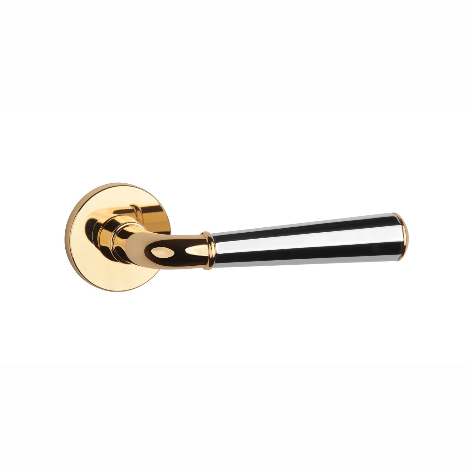Klamka Aprile Marigold na rozecie okrągłej R Slim 7 mm, złoty polerowany / chrom polerowany