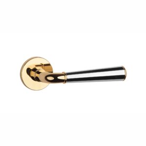 Klamka Aprile Marigold na rozecie okrągłej R Slim 7 mm, złoty polerowany / chrom polerowany