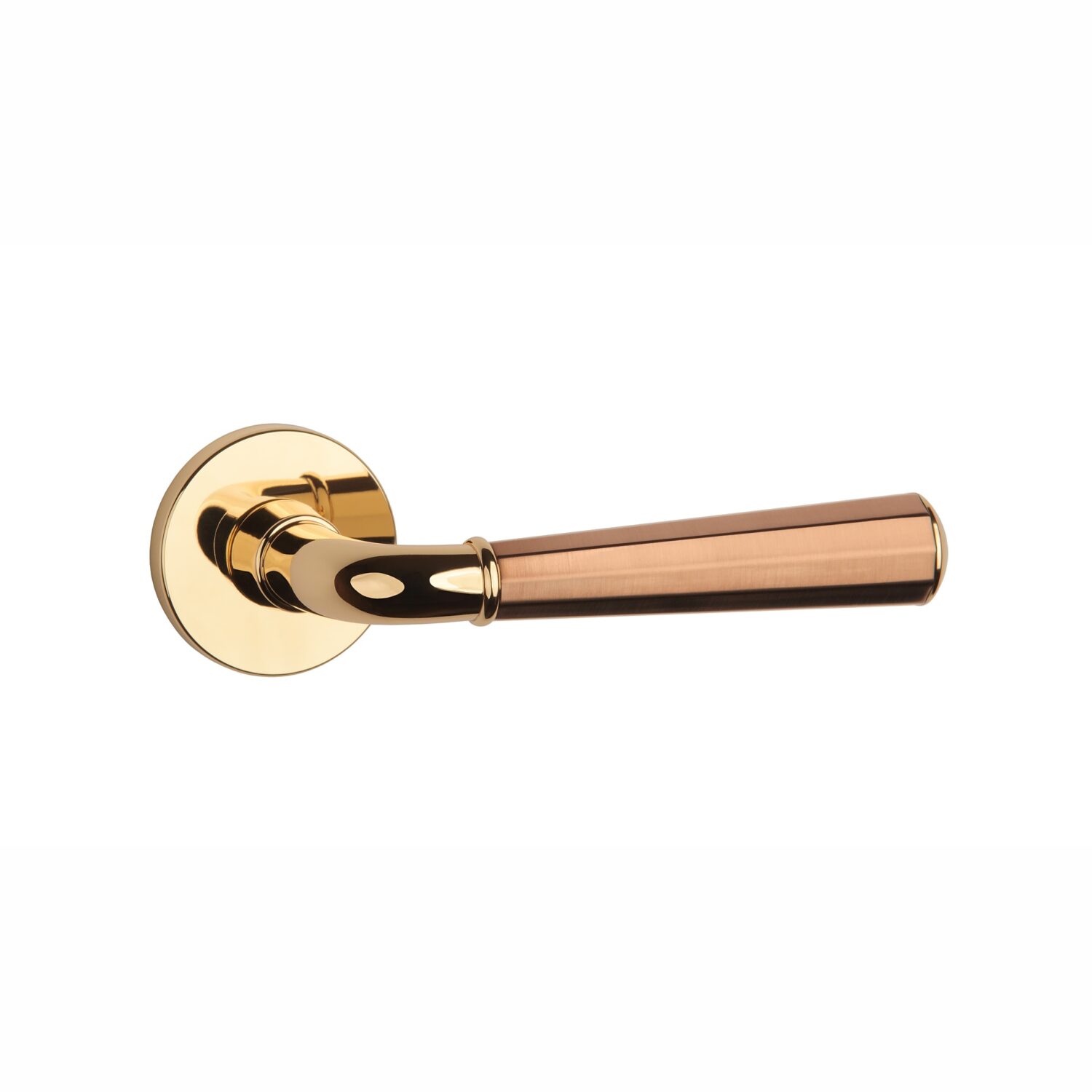 klamka-aprile-marigold-na-rozecie-okraglej-r-slim-7-mm-zloty-polerowany-miedziany-pvd-ed179c Klamka Aprile Marigold na rozecie okrągłej R Slim 7 mm, złoty polerowany / miedziany pvd
