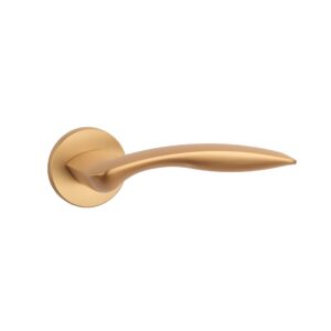 Klamka Aprile Robinia na rozecie okrągłej R Slim 7 mm, złoty matowy