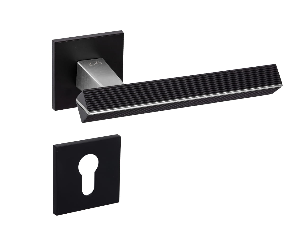 Klamka Carrera KCRA B00/M700 na szyldzie kwadratowym czarny/chrom-mat