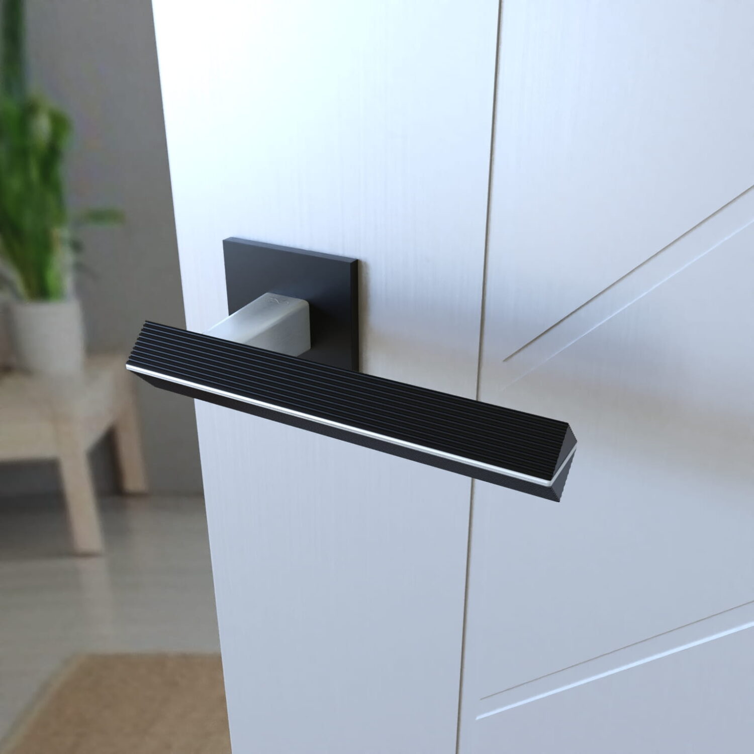 Klamka Carrera KCRA B00/M700 na szyldzie kwadratowym czarny/chrom-mat