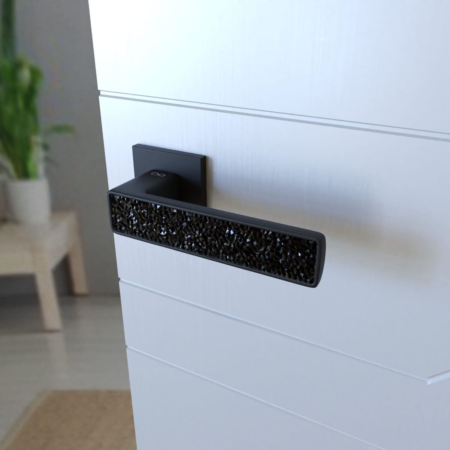 Klamka Concept Fit KCF B00/glamour na rozecie kwadratowej czarny/glamour