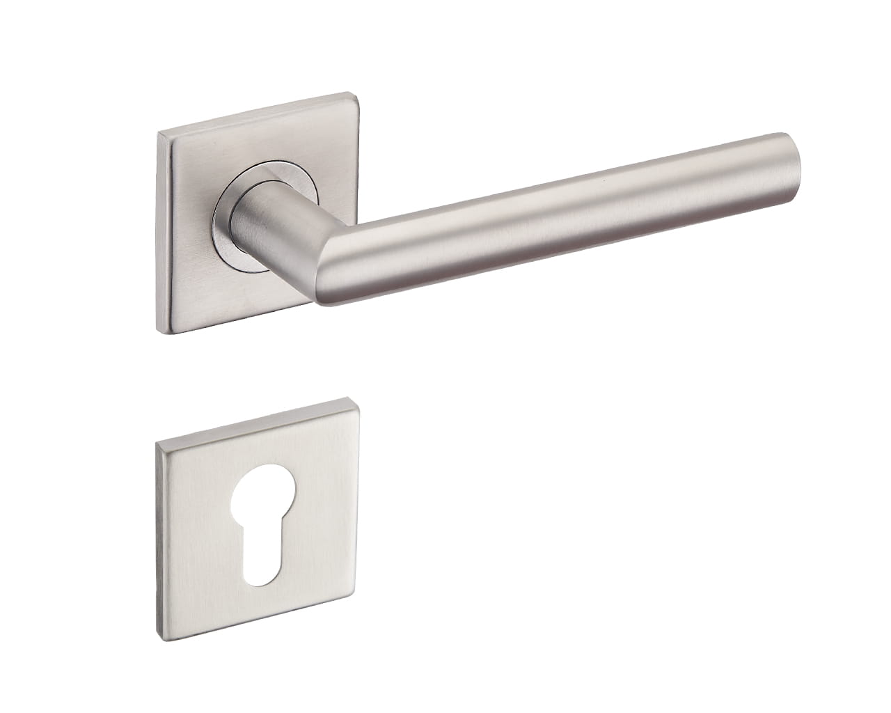 Klamka Duo KDU 500 na rozecie kwadratowej INOX