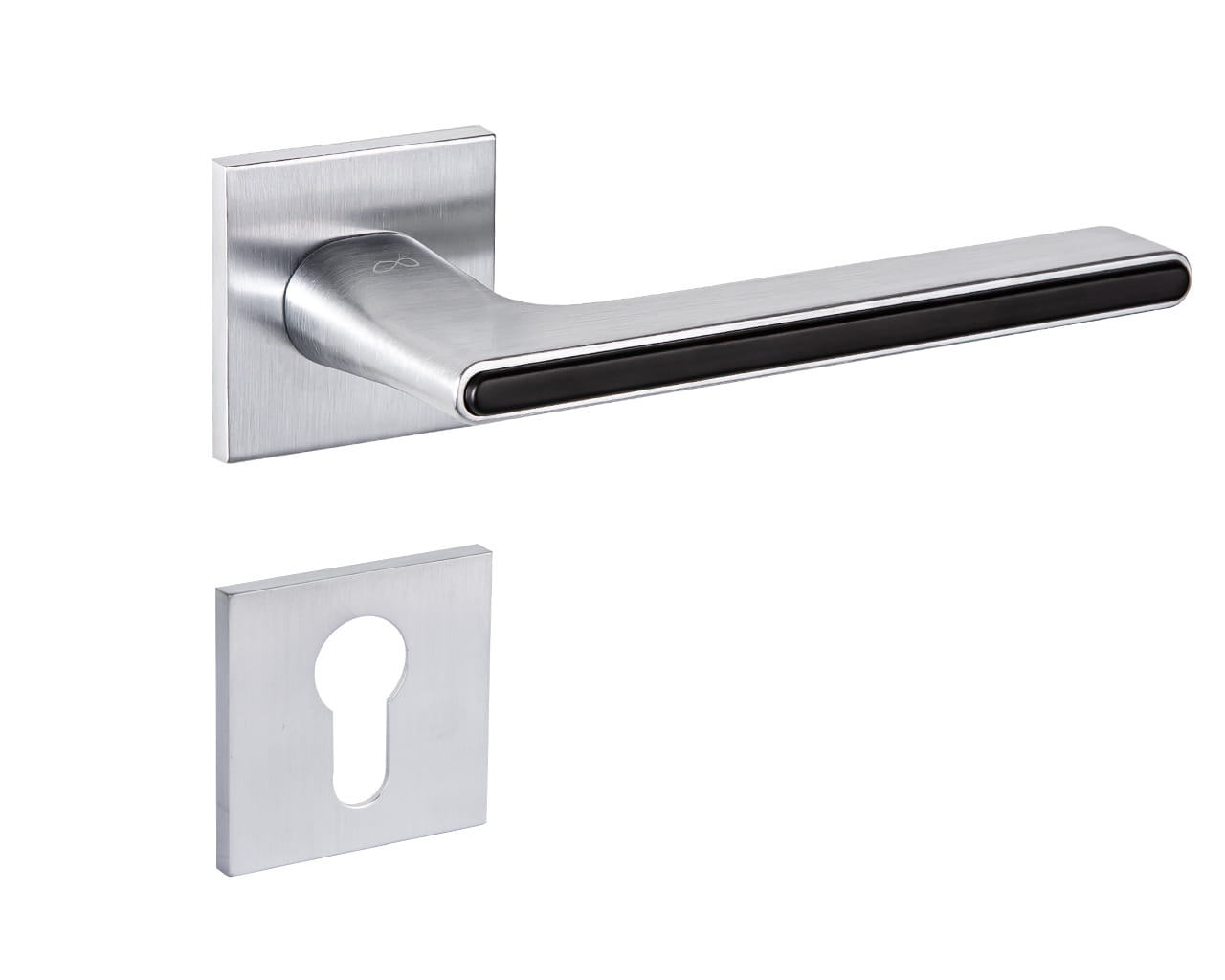 Klamka Ferrara KFRA S M700/B00 na szyldzie kwadratowym chrom-mat/czarny