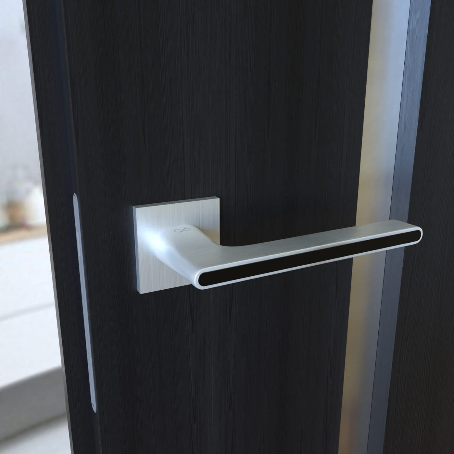 Klamka Ferrara KFRA S M700/B00 na szyldzie kwadratowym chrom-mat/czarny