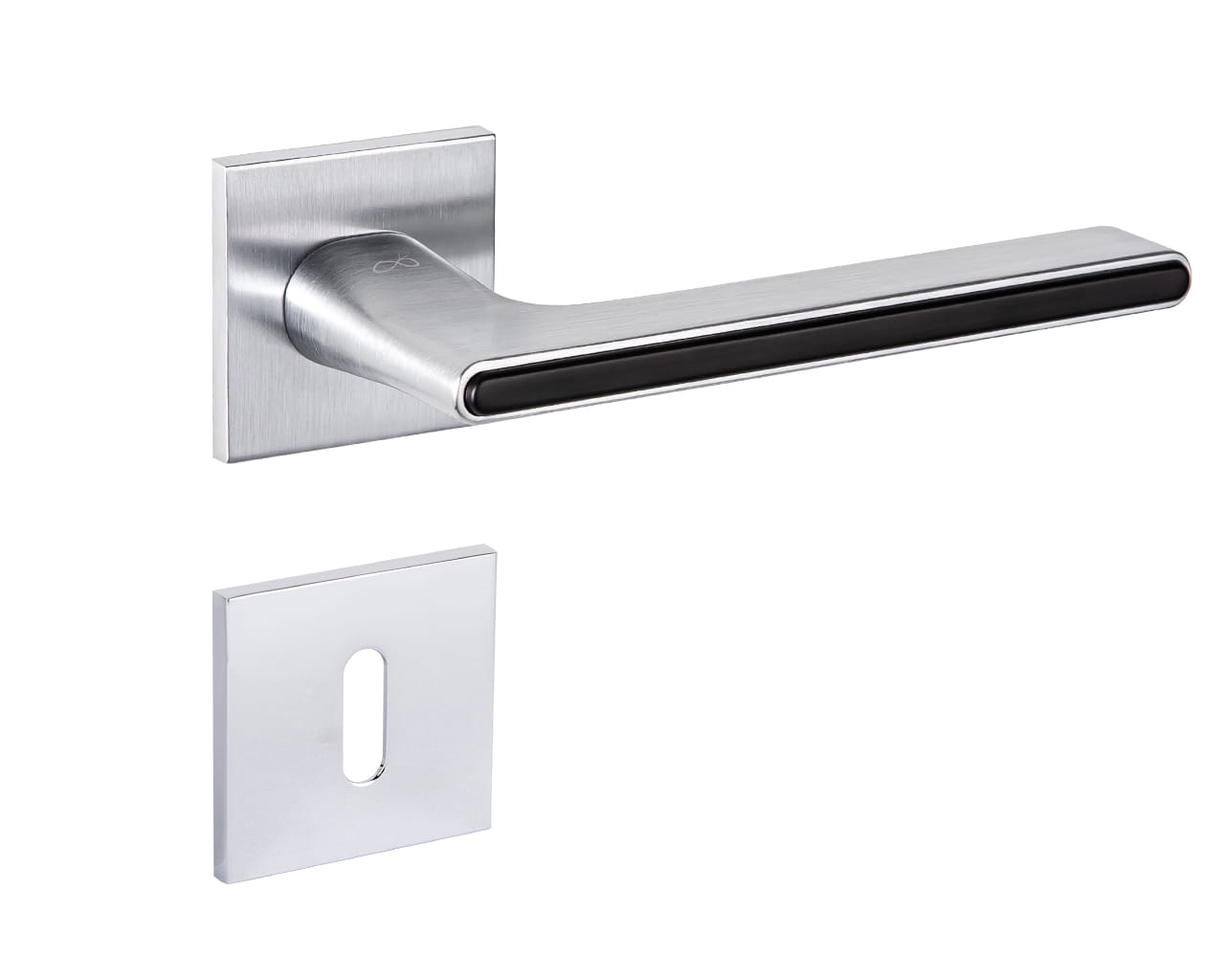 Klamka Ferrara KFRA S M700/B00 na szyldzie kwadratowym chrom-mat/czarny