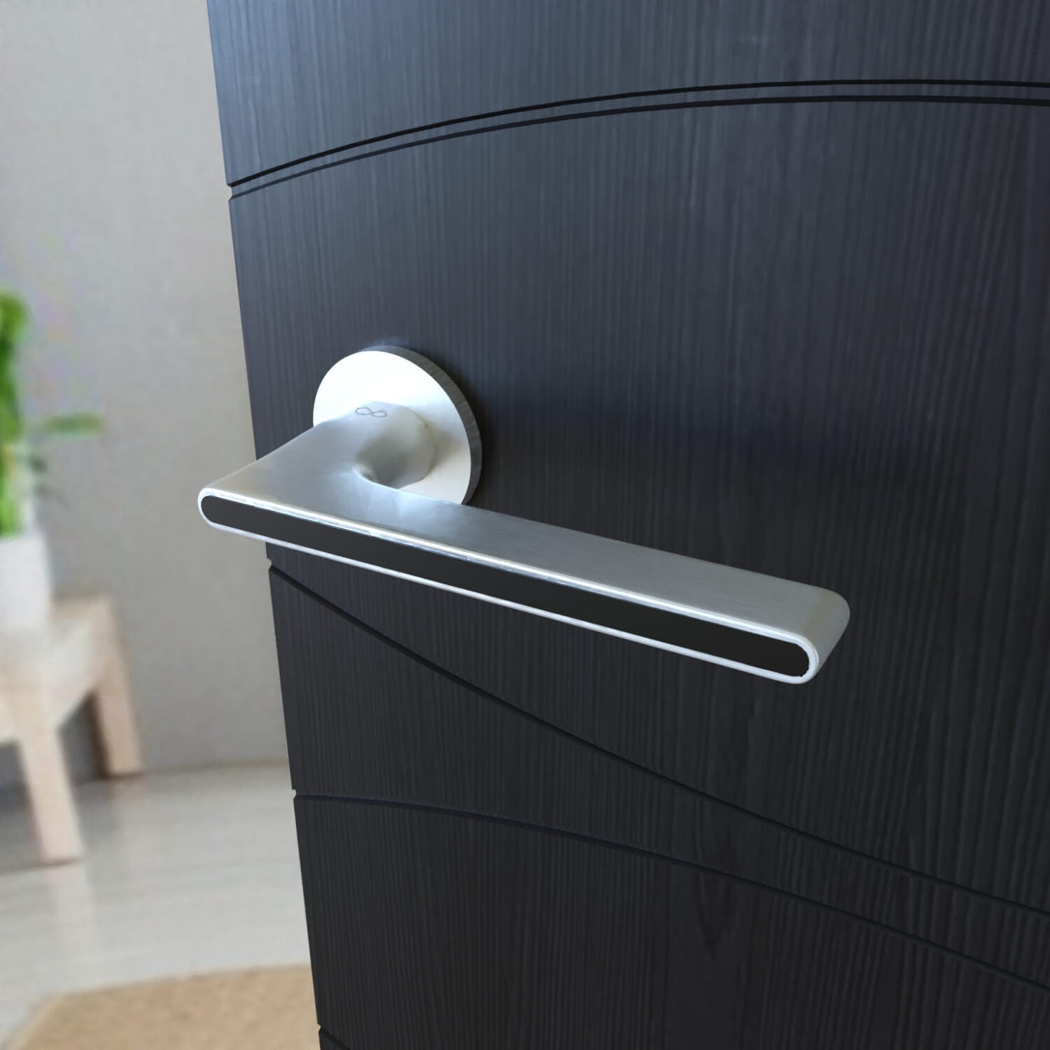 Klamka Ferrara KFRA S O M700/B00 na szyldzie okrągłym chrom-mat/czarny