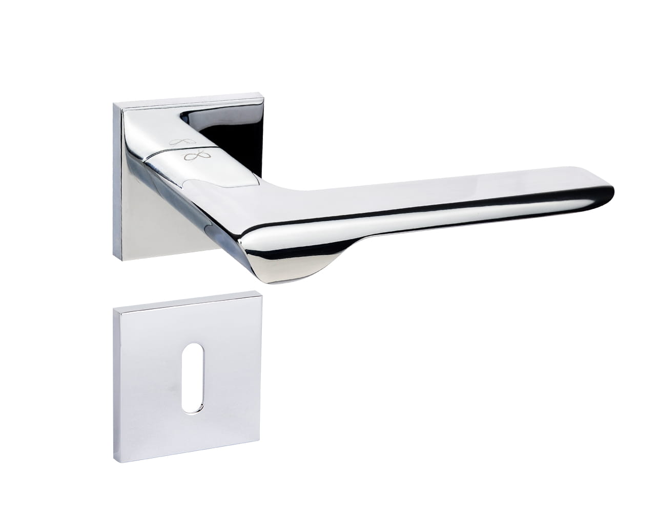 Klamka Linea KLIN S 700 na szyldzie kwadratowym chrom