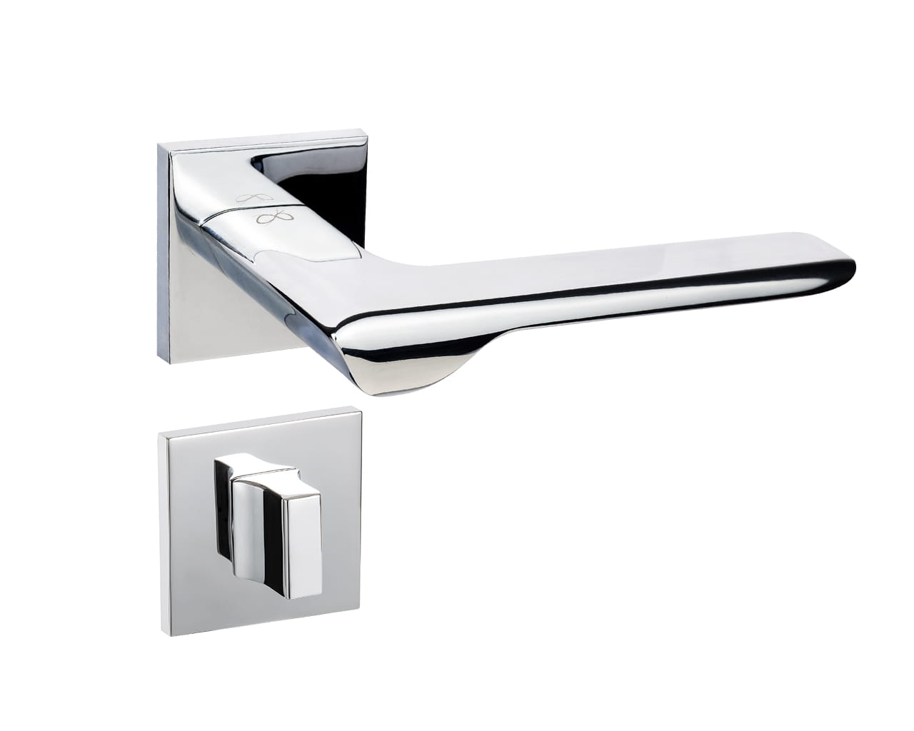 Klamka Linea KLIN S 700 na szyldzie kwadratowym chrom