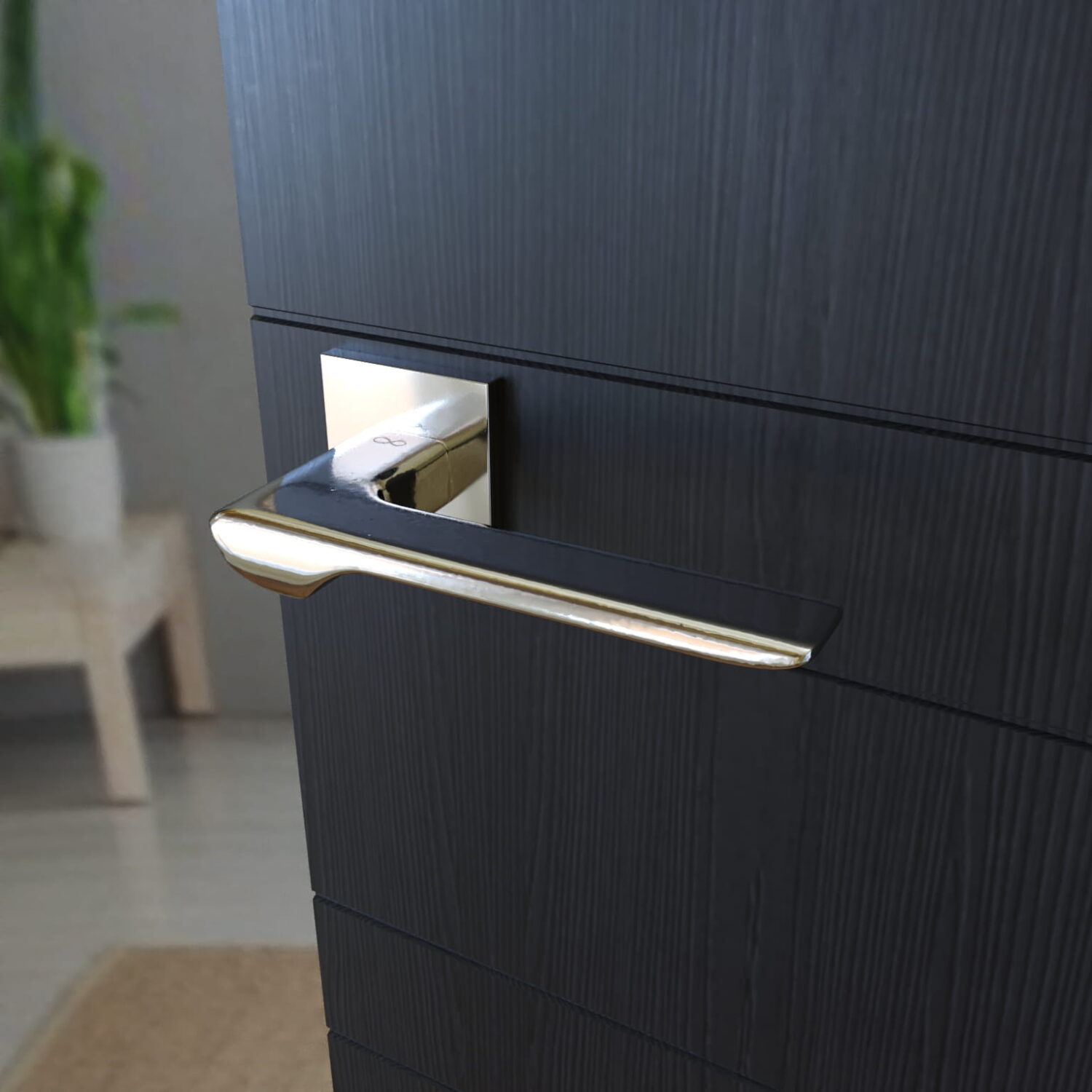Klamka Linea KLIN S 700 na szyldzie kwadratowym chrom