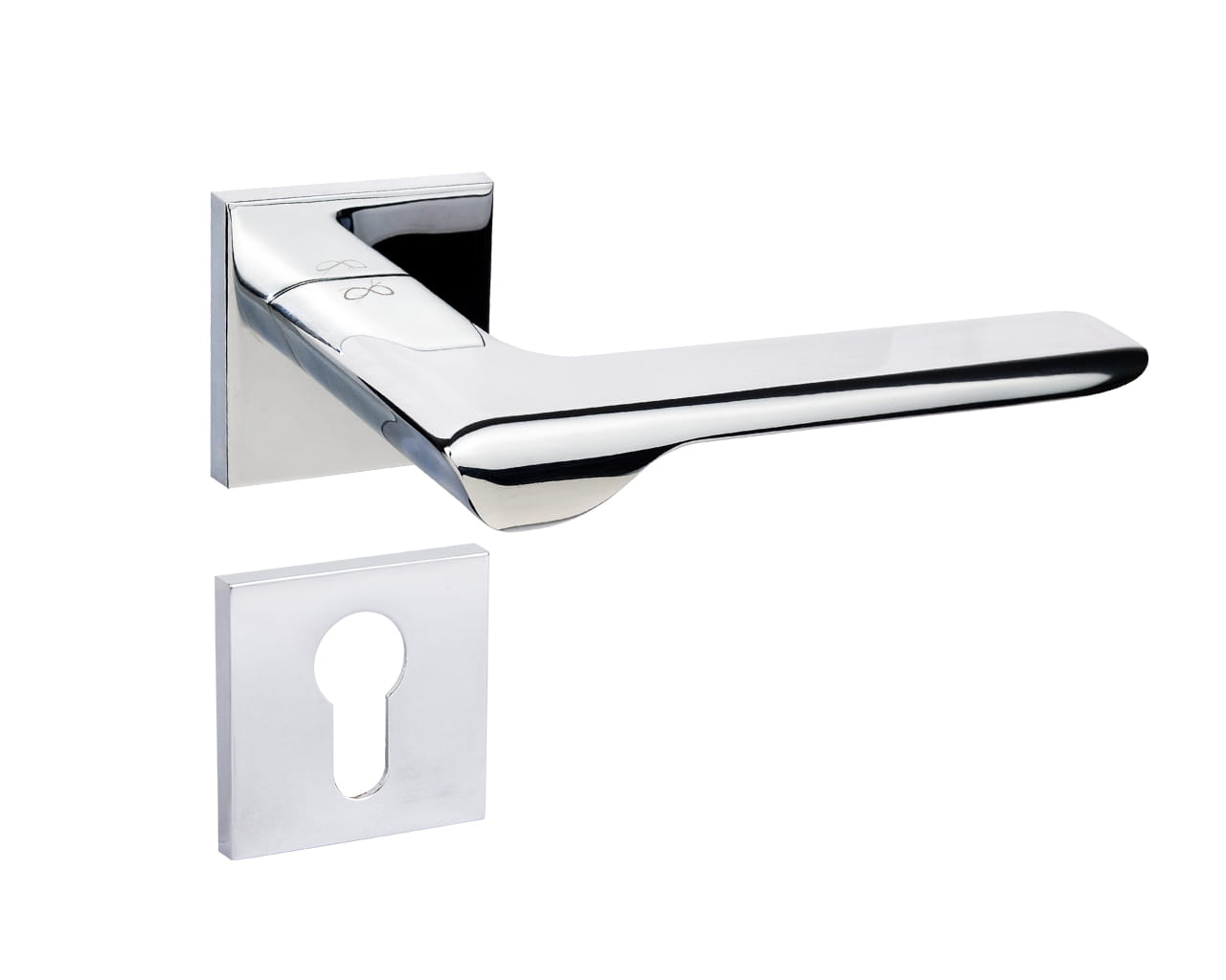Klamka Linea KLIN S 700 na szyldzie kwadratowym chrom