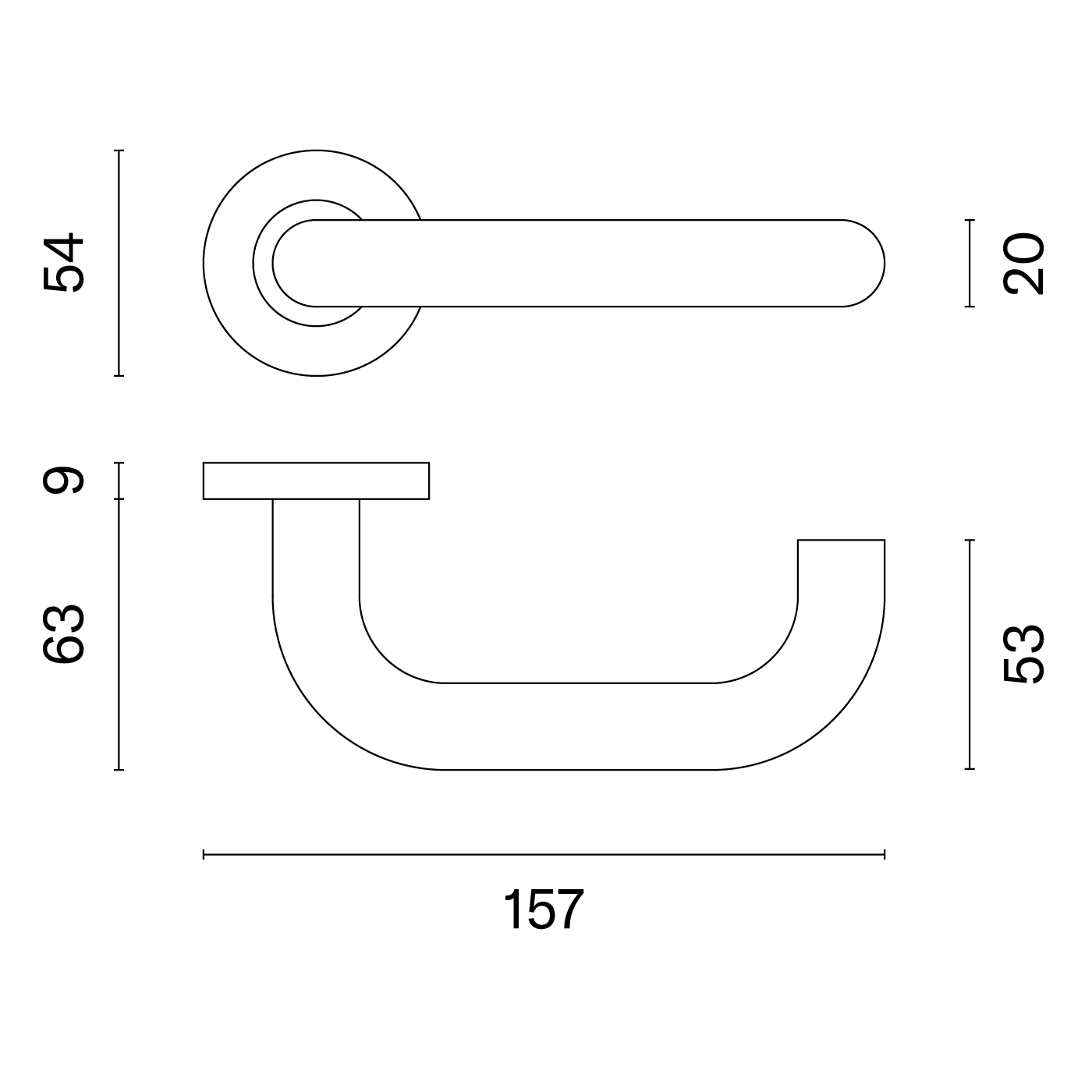 Klamka Sterk Oval 1704 F5 na rozecie okrągłej R 9 mm, czarny matowy