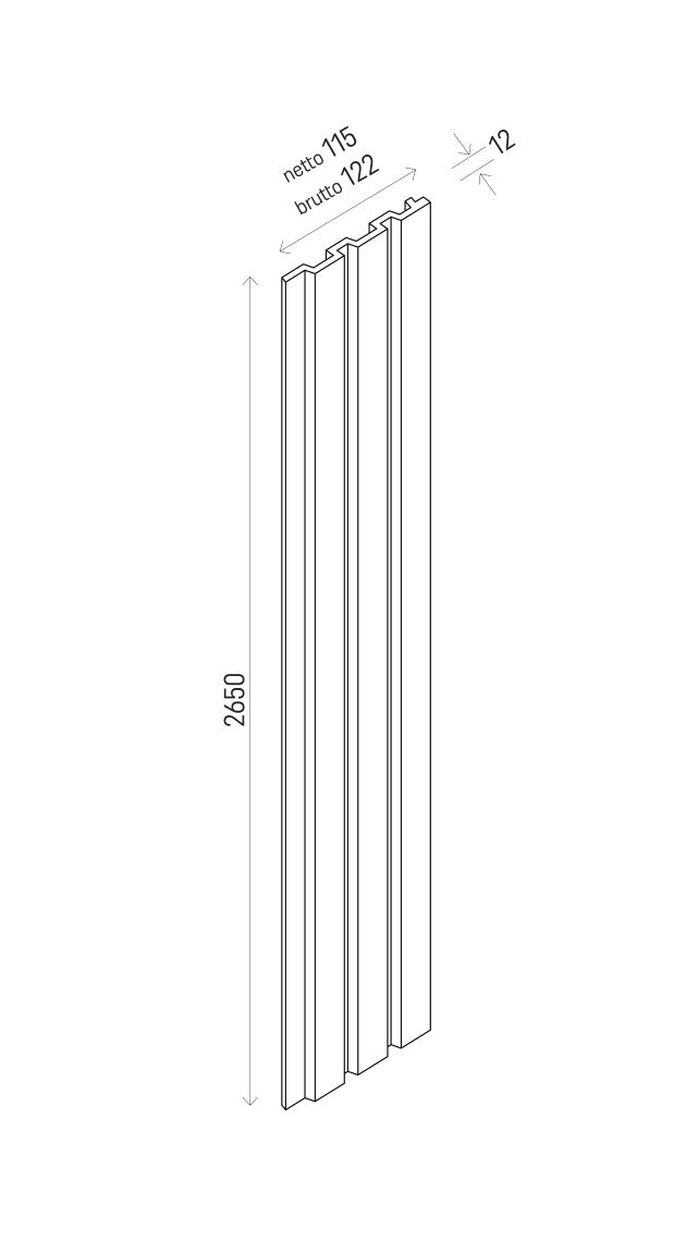 Lamele ścienne Linerio M-Line Black 12,2 × 265 × 1,2 cm