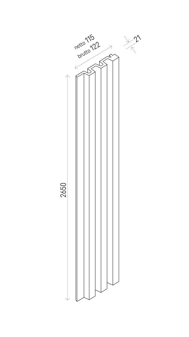 Lamele ścienne Linerio M Plus-Line Black 12,2 × 265 × 2,1 cm