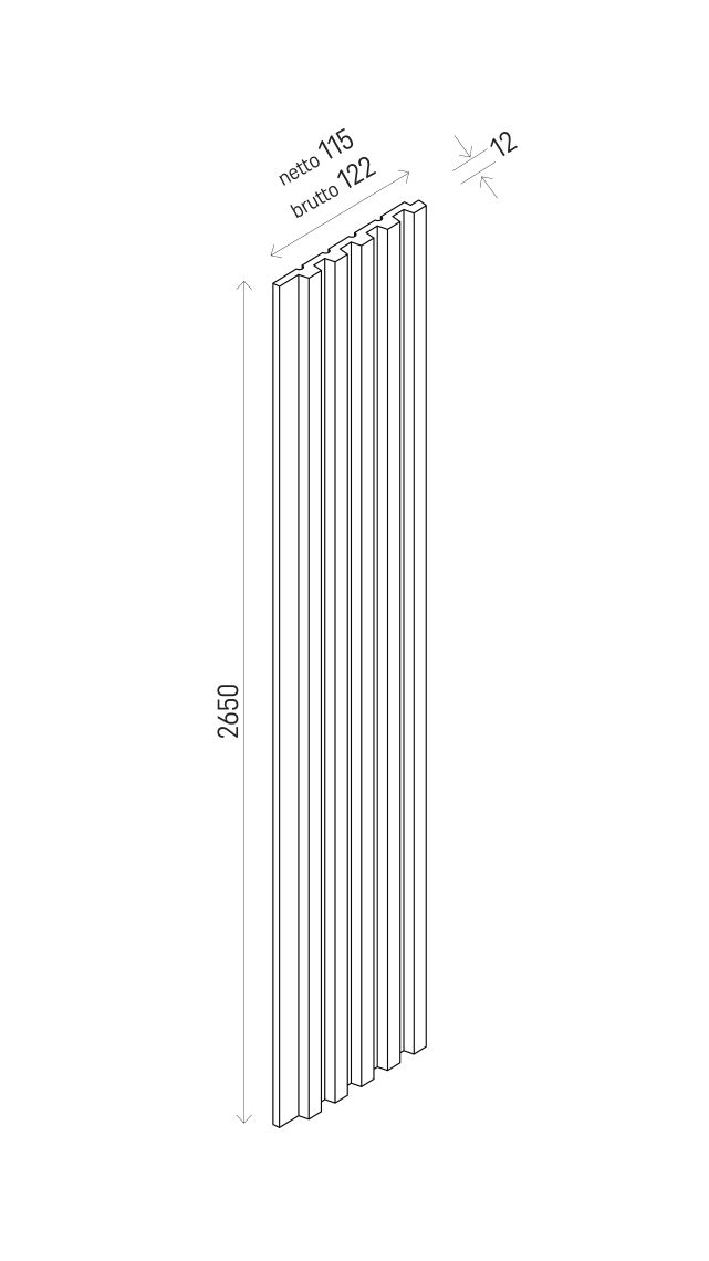 Lamele ścienne Linerio S-Line White 12,2 × 265 × 1,2 cm