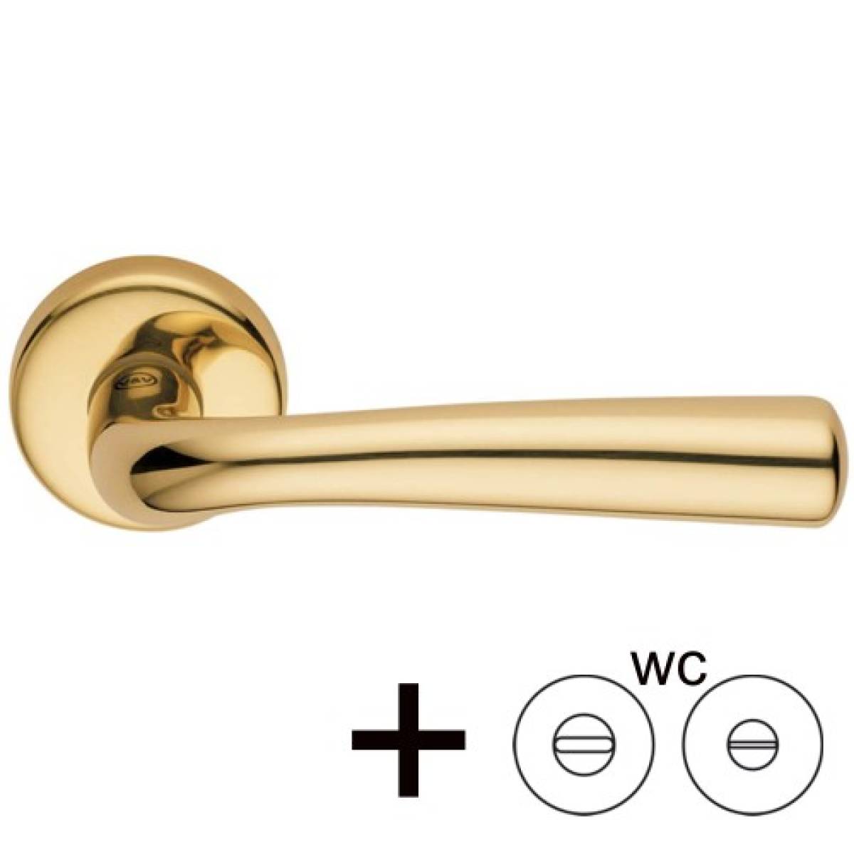 Klamka Orchidea na szyldzie złoty WC