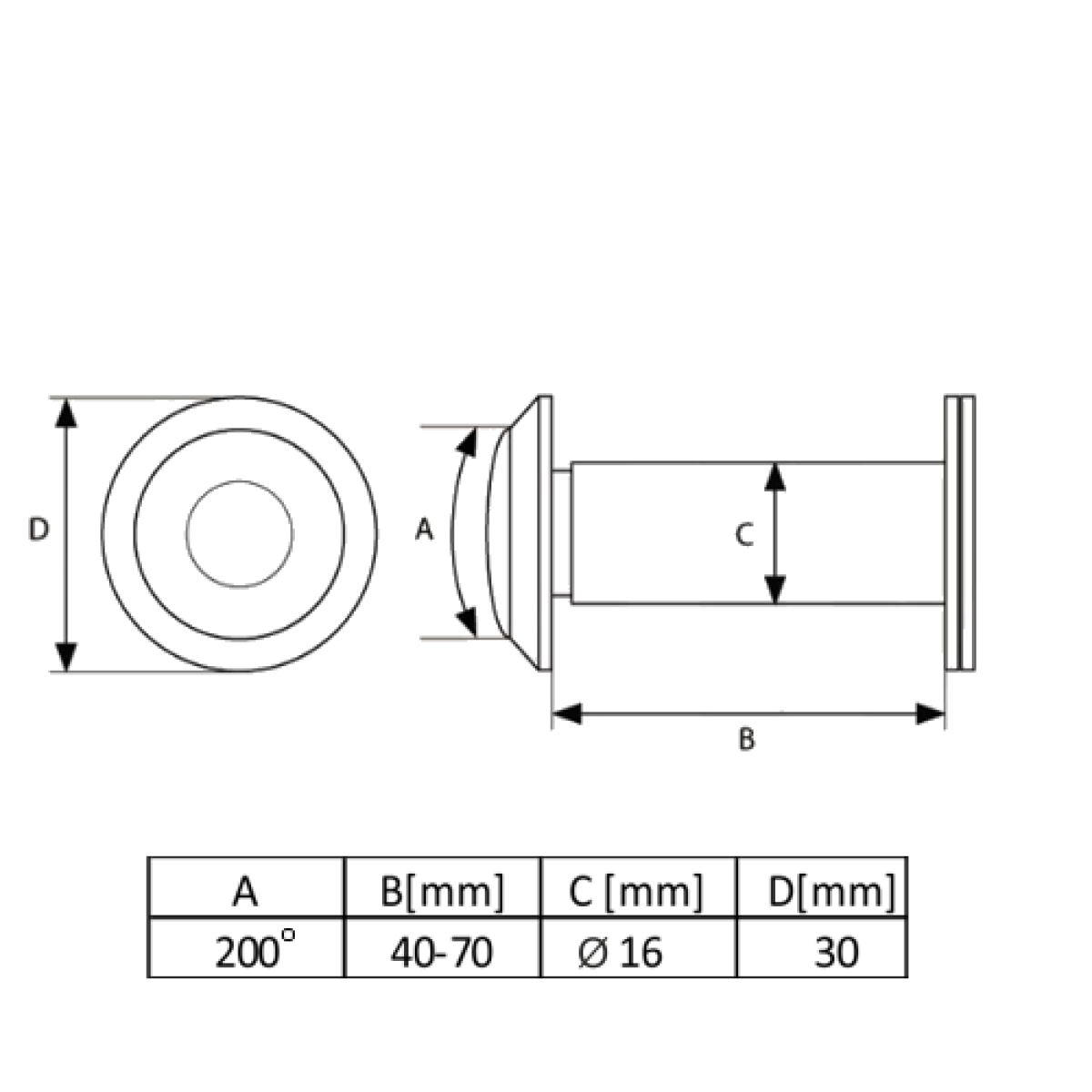 Wizjer GJM W16D 16mm 40-70mm satyna