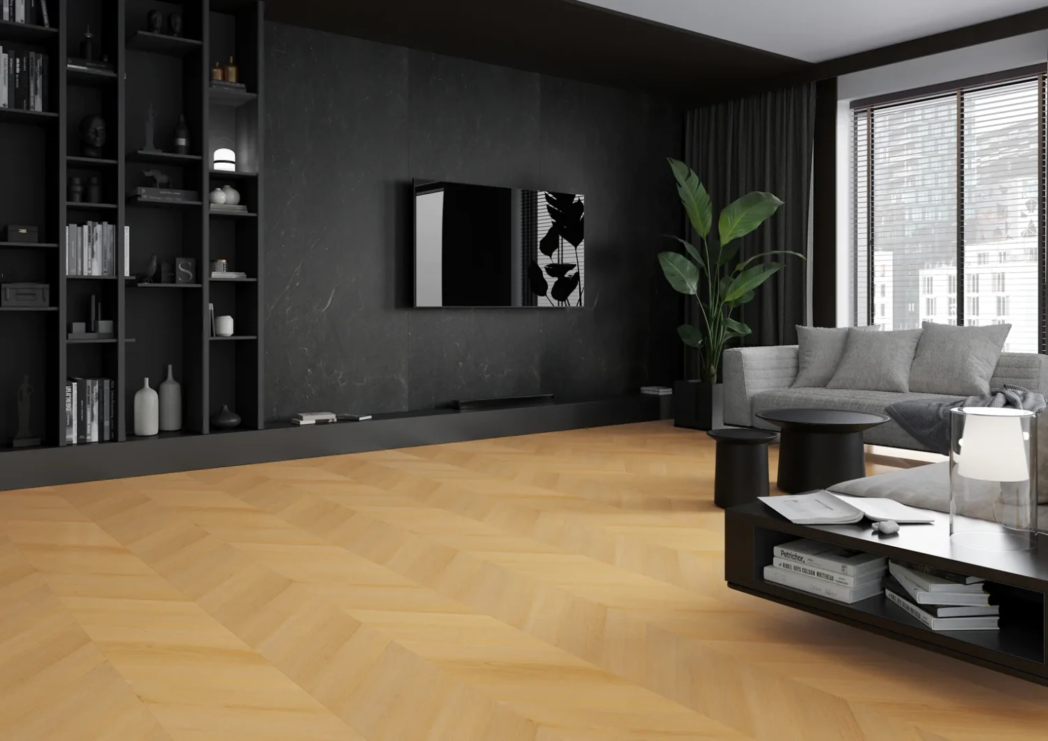 Płyta mineralna Modee Monreale Black – Concrete, 1175 × 2800 mm (WMS518C)