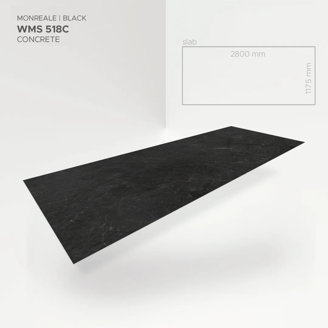 Płyta mineralna Modee Monreale Black – Concrete, 1175 × 2800 mm (WMS518C)