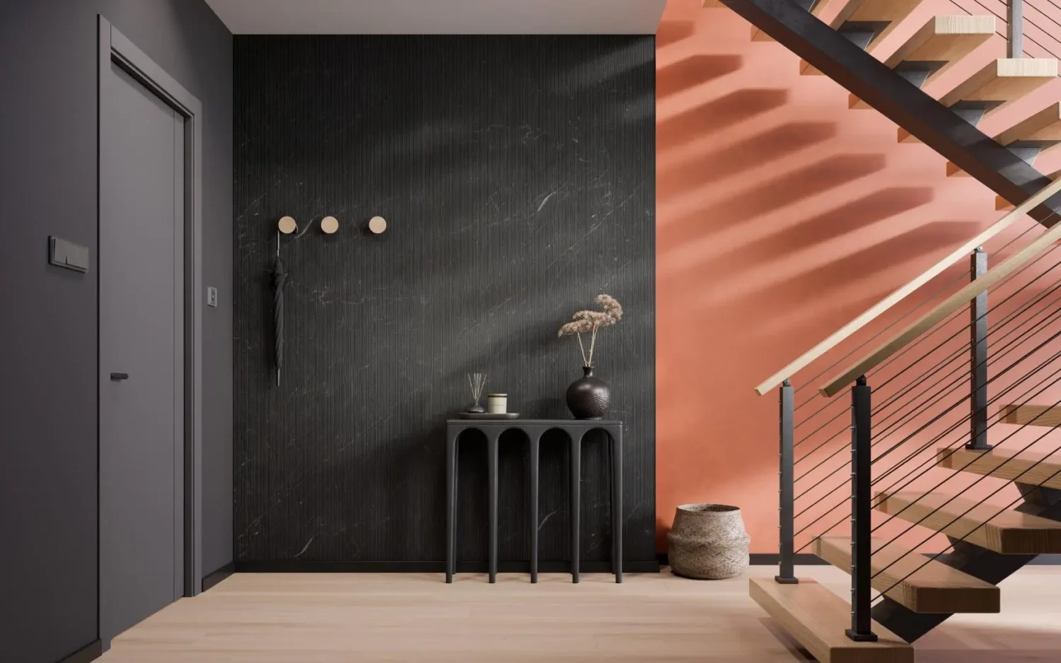Płyta mineralna Modee Monreale Black – Stripes, 1175 × 2800 mm (WMS518S)