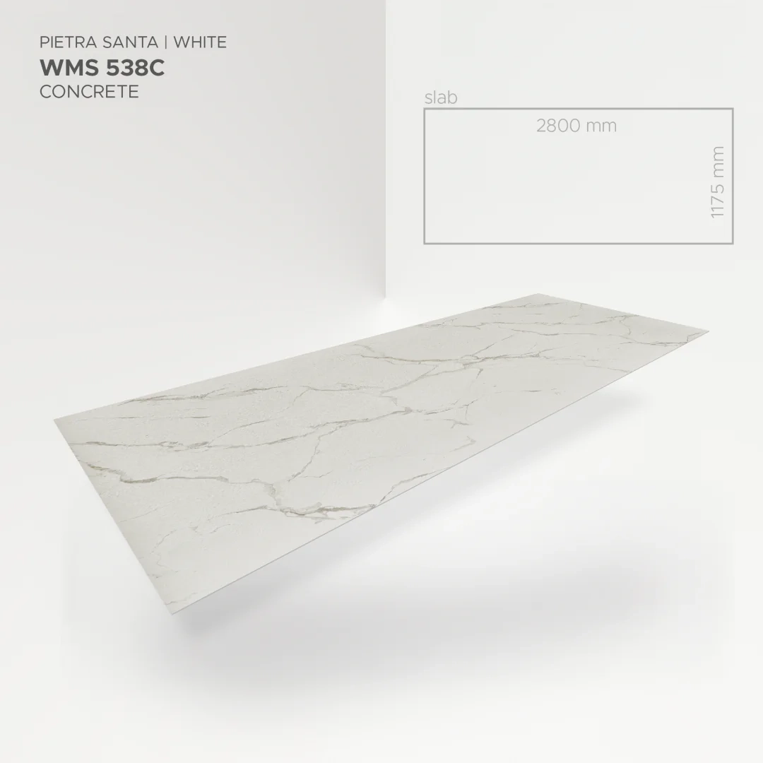 Płyta mineralna Modee Pietra Santa White – Concrete, 1175 × 2800 mm (WMS538C)