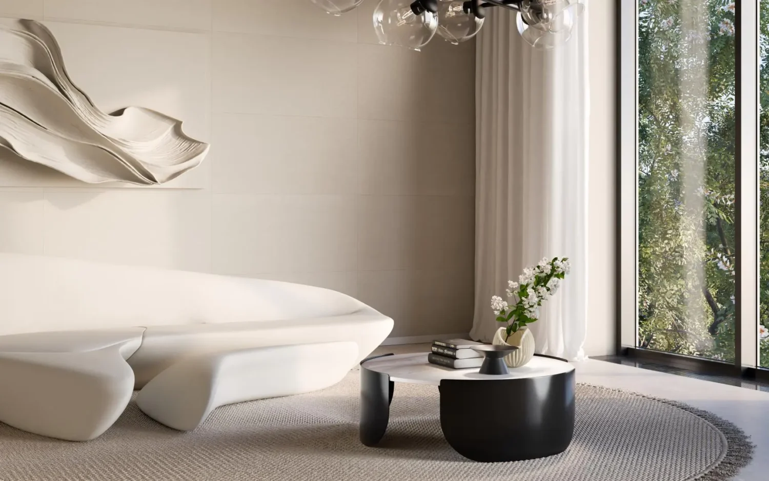 Płytka mineralna Modee Mono Ivory – Stripes, 1200 × 600 mm (WMT511S)