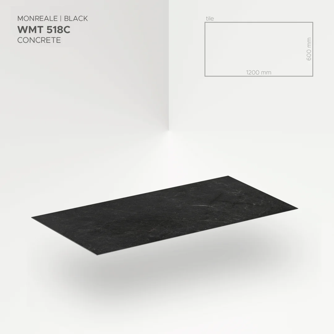 Płytka mineralna Modee Monreale Black – Concrete, 1200 × 600 mm (WMT518C)