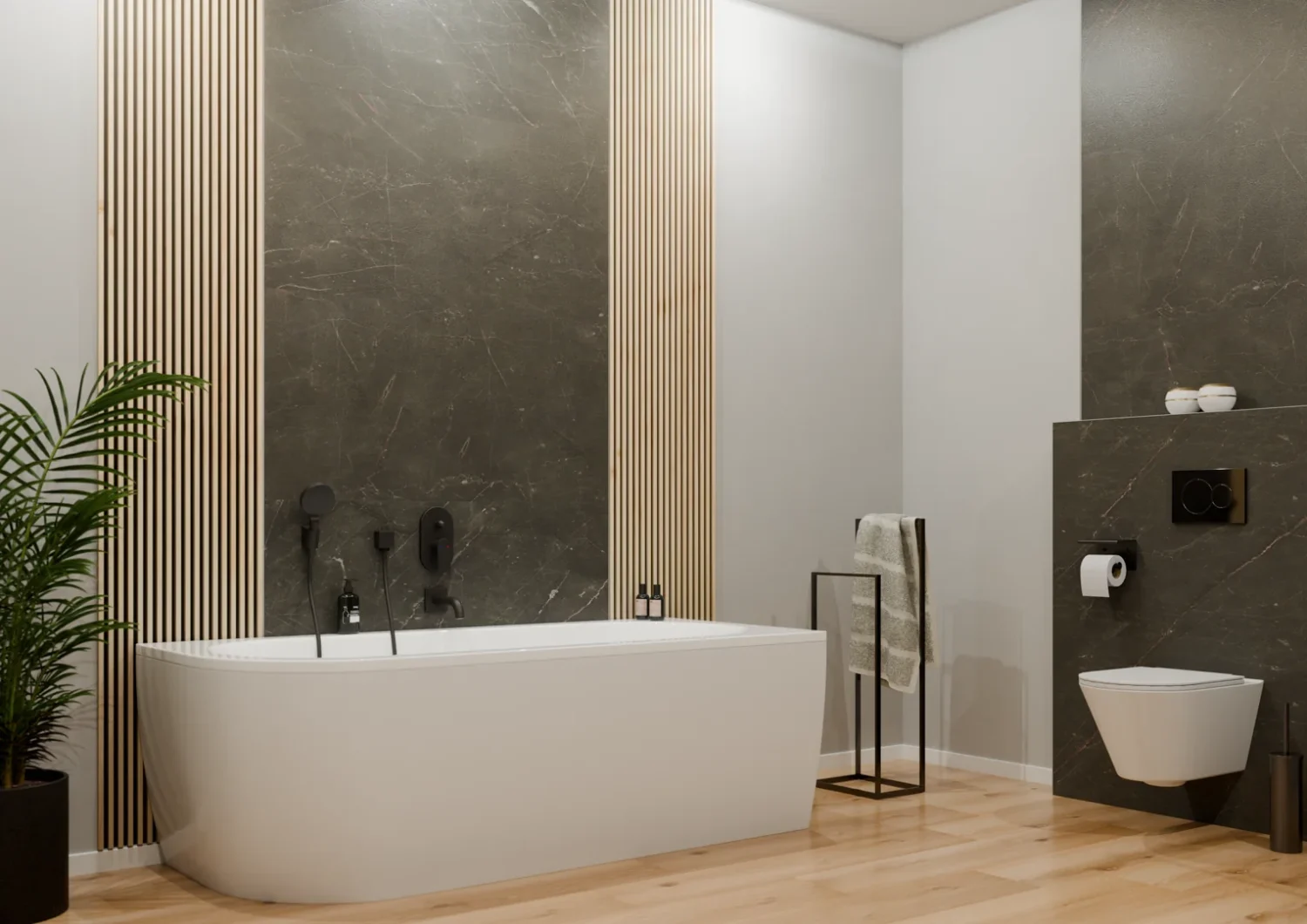 Płytka mineralna Modee Monreale Black – Concrete, 1200 × 600 mm (WMT518C)