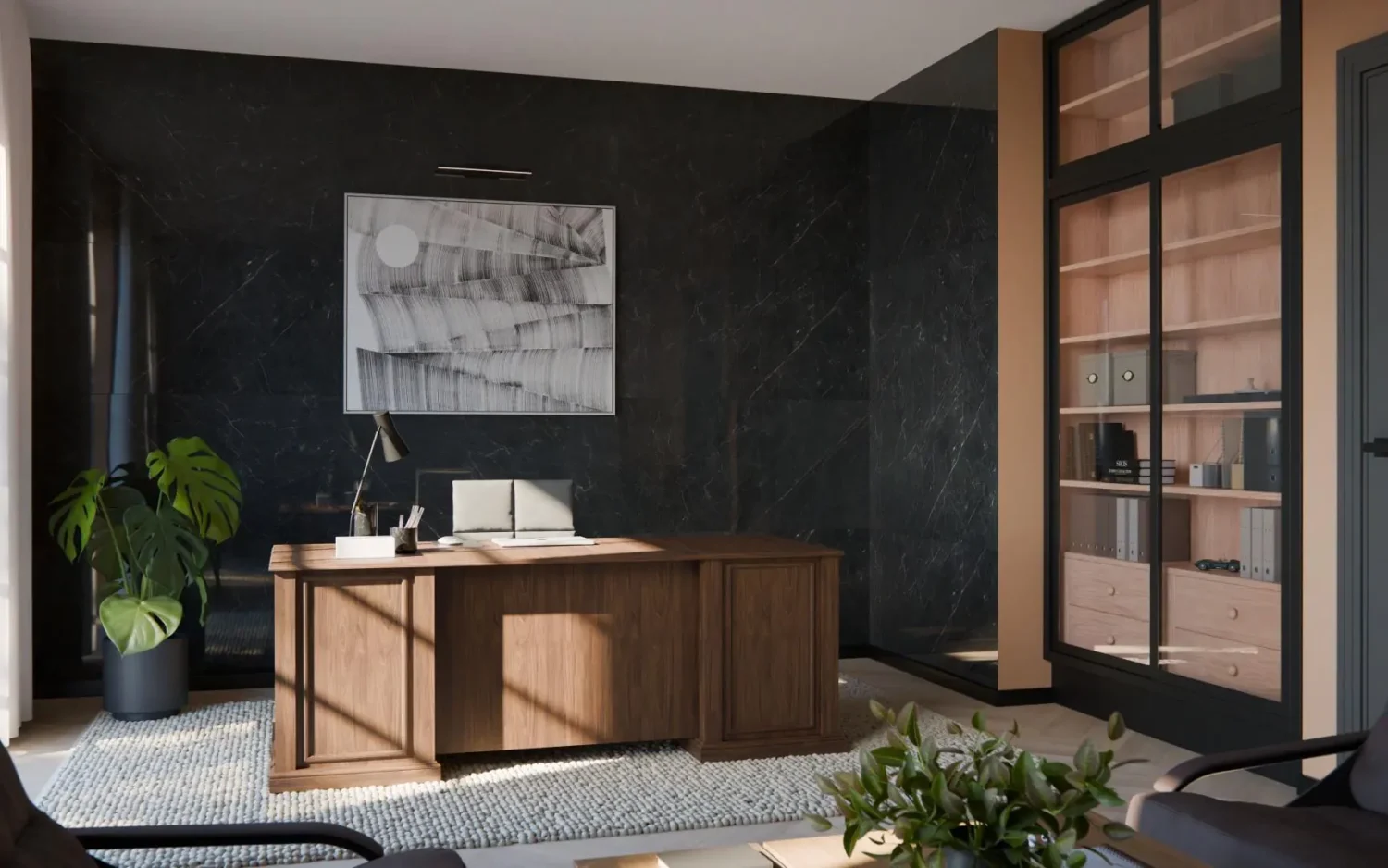 Płytka mineralna Modee Monreale Black – HIGH Gloss, 1200 × 600 mm (WMT518G)