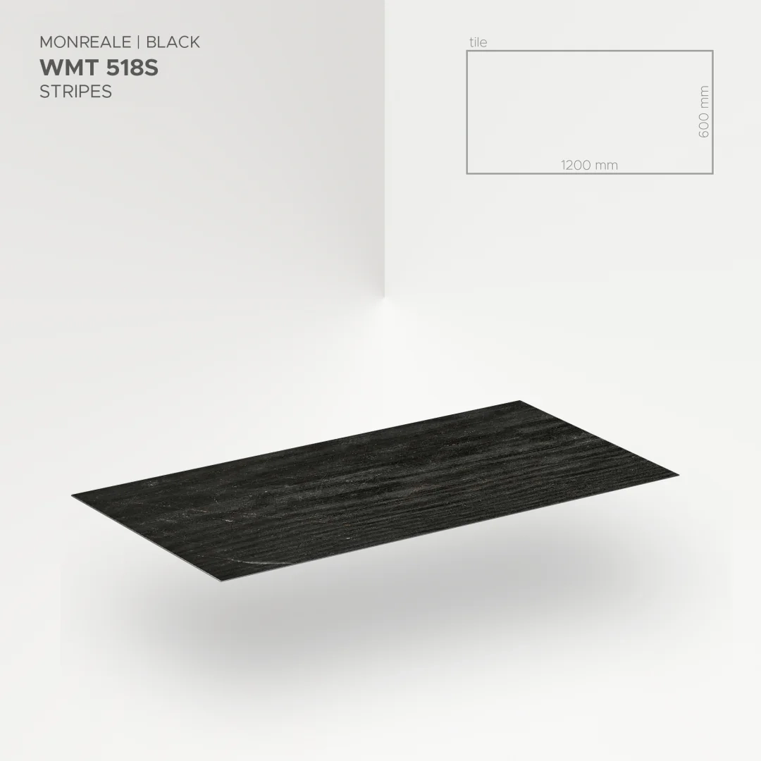Płytka mineralna Modee Monreale Black – Stripes, 1200 × 600 mm (WMT518S)