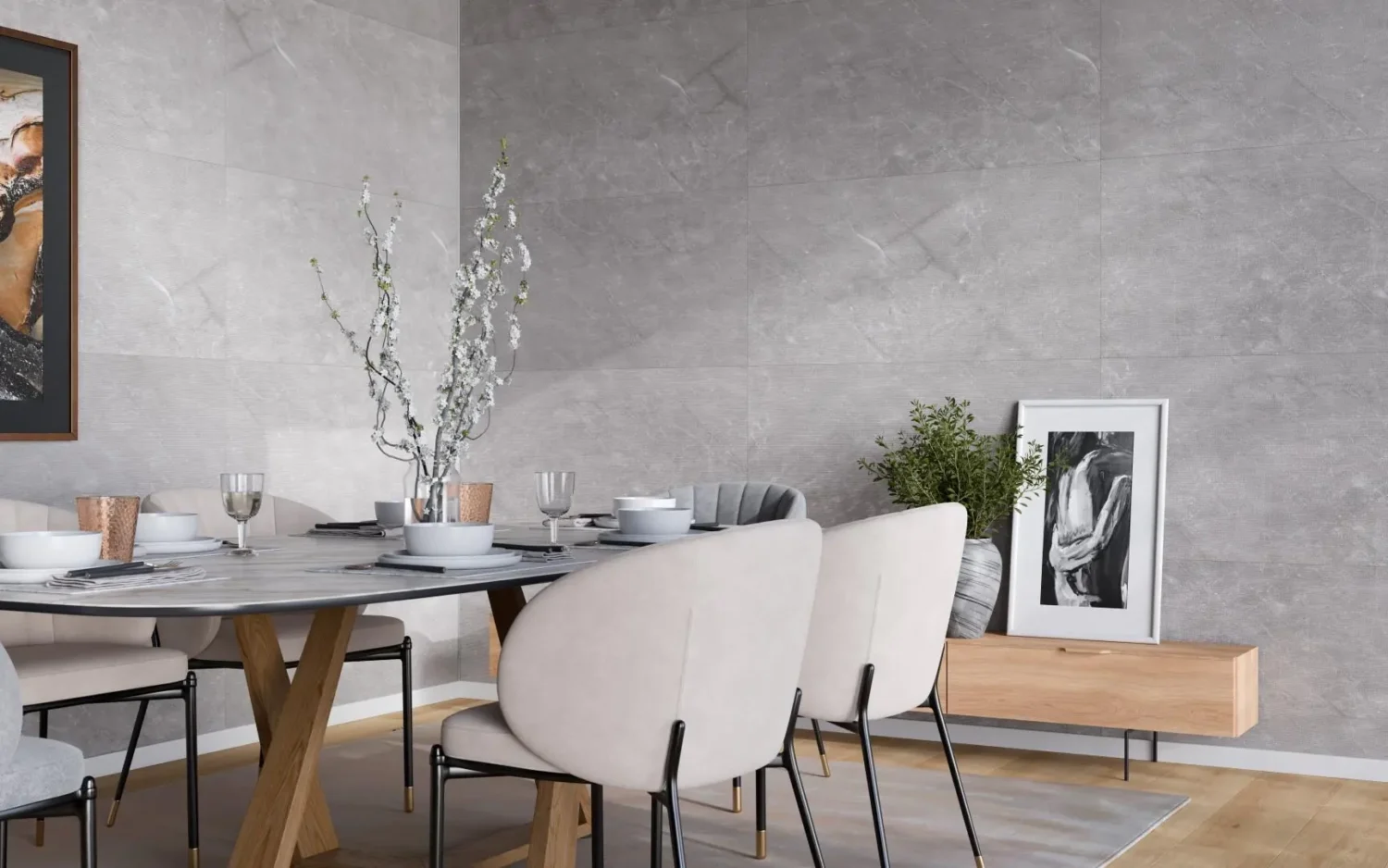 Płytka mineralna Modee Monreale Grey – Stripes, 1200 × 600 mm (WMT501S)