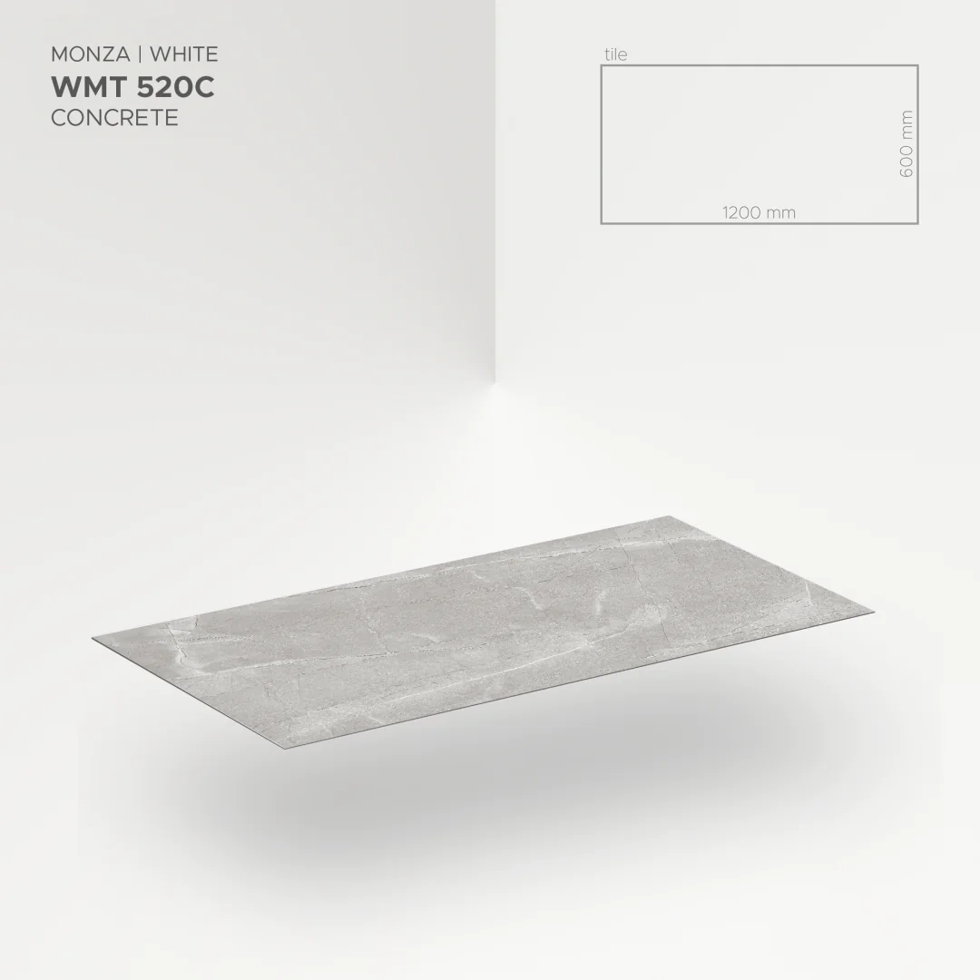 Płytka mineralna Modee Monza White – Concrete, 1200 × 600 mm (WMT520C)